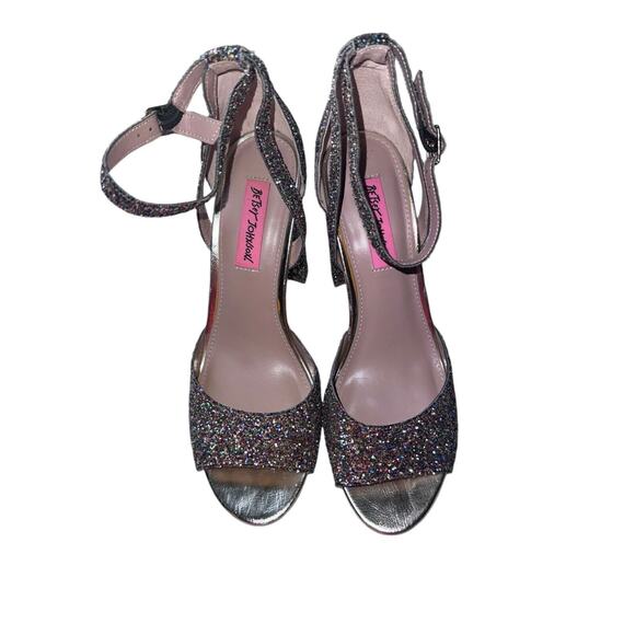 Betsey Johnson Womens Glissten Ankle Strap Glitter 4” Heel Sandals, Size 8.5 - Picture 3 of 11